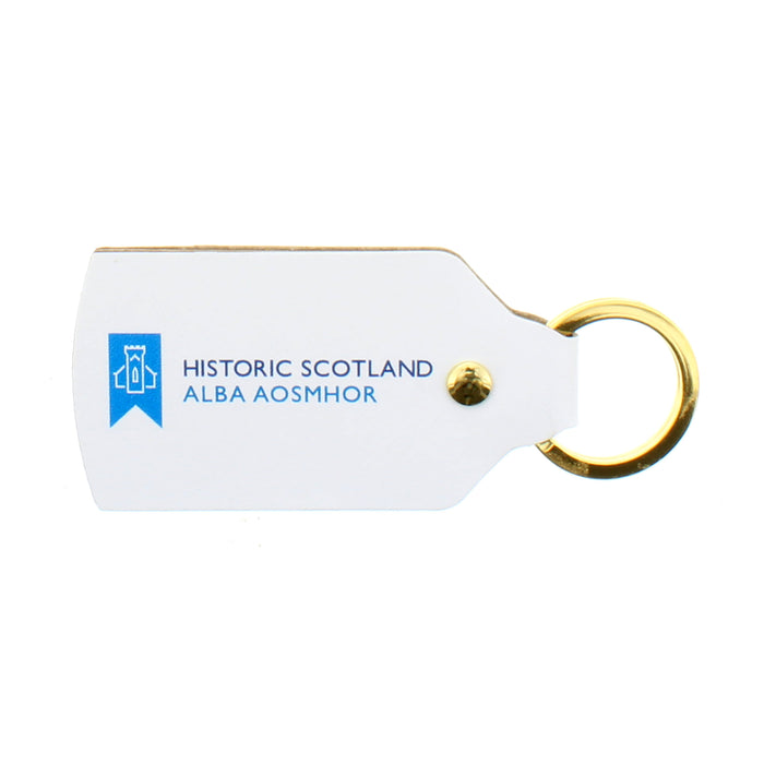 Stirling castle leather keyring rear face with historic scotland logo
