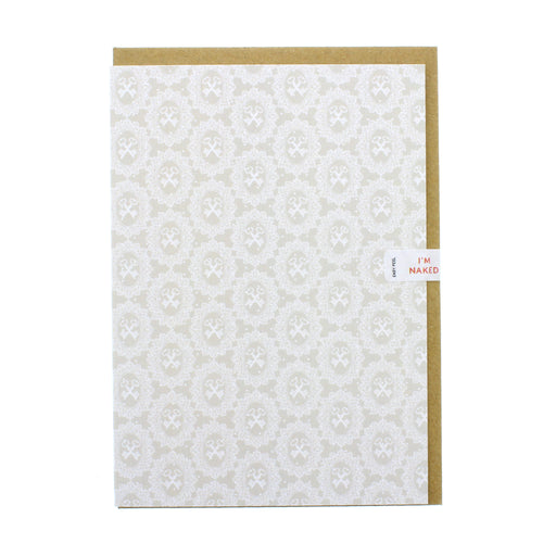 Lace and key print greeting card with brown envelope