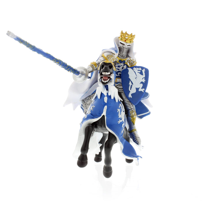 knight figurine with lance shown on a horse front view