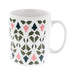 White ceramic mug with colourful window inspired pattern 