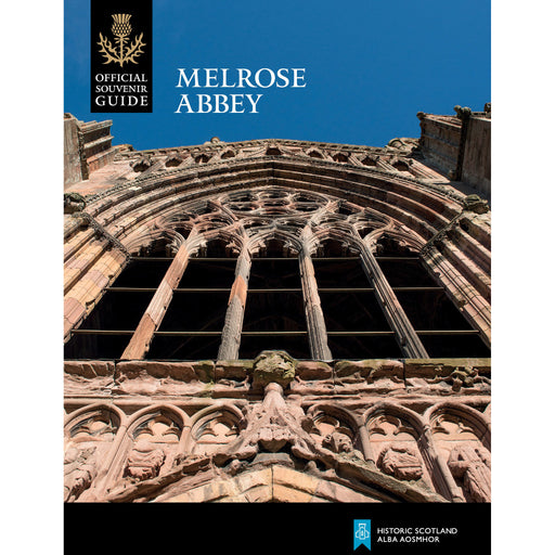 melrose abbey official souvenir guide front cover with abbey looking up and blue sky