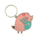 Small enamel figurine keyring featuring a pink pig playing the bagpipes