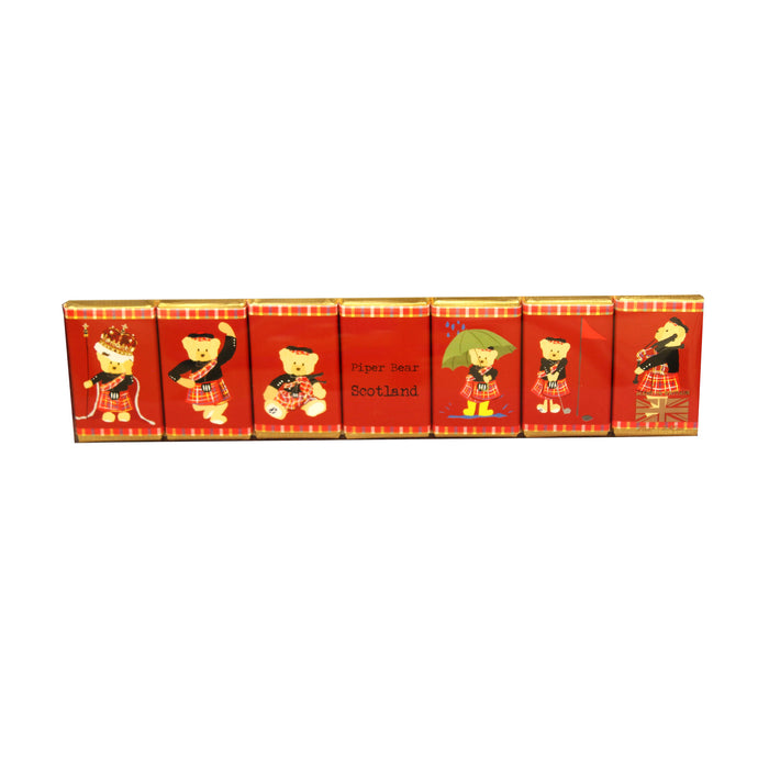 piper bear chocolates with red wrappers set of 7 small individually wrapped rectangular chocolates