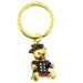 minature piper bear keyring features a golden coloured metal bear in Scottish attire