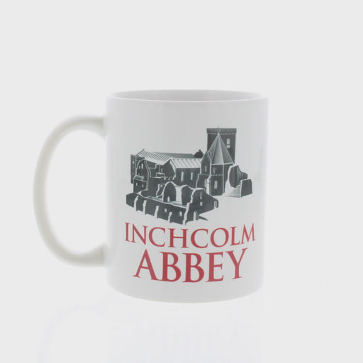 360 degree rotating view of inchcolm abbey coffee mug