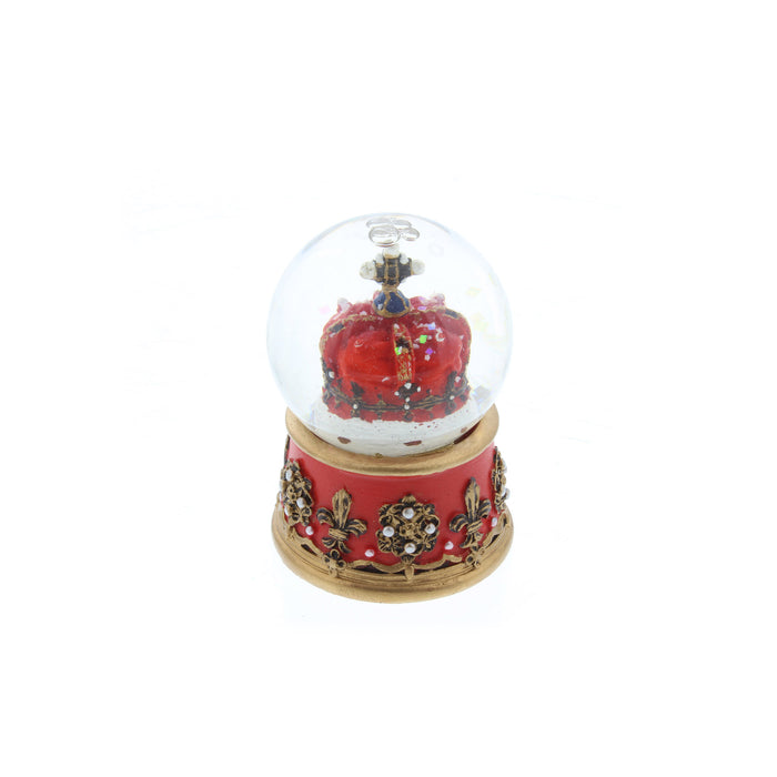 scottish crown mini snow globe with textured base shown on white background