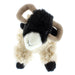 Cuddly soft Highland sheep toy with black face and knitted horns 