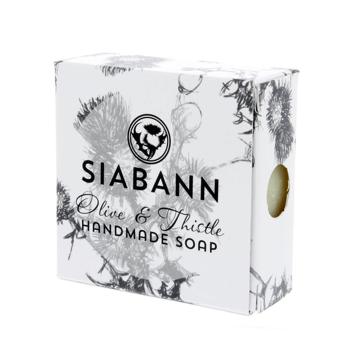 siabann olive and thistle handmade soap bar in box
