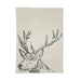 stag head linen and cotton natural colour tea towel with large stag head design at bottom of towel