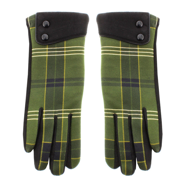 Stirling castle tartan gloves with fold over feature and black backing 