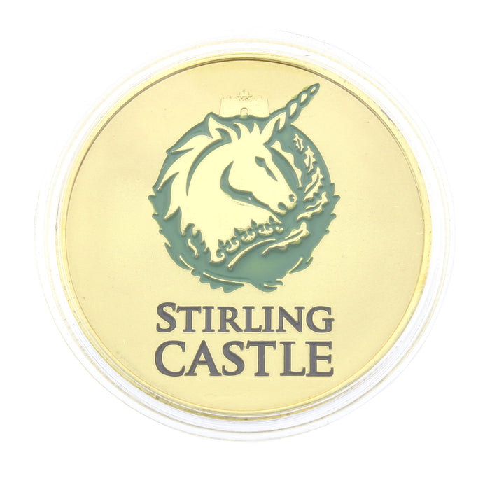 stirling castle coin in capsule with unicorn head emblem