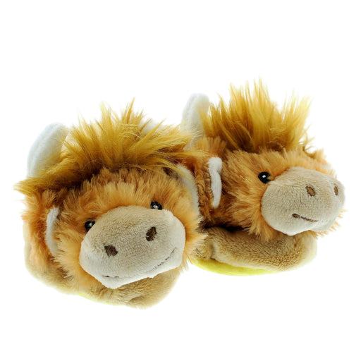 plush highland cow baby booties against a white background - Image