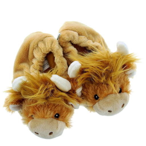plush highland cow baby booties against a white background - Image