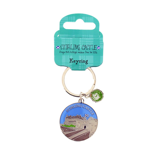 Keyring with Stirling Castle design on a teal card - Image