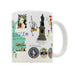 Mug with Scottish-themed illustrations and text on a white background - Image