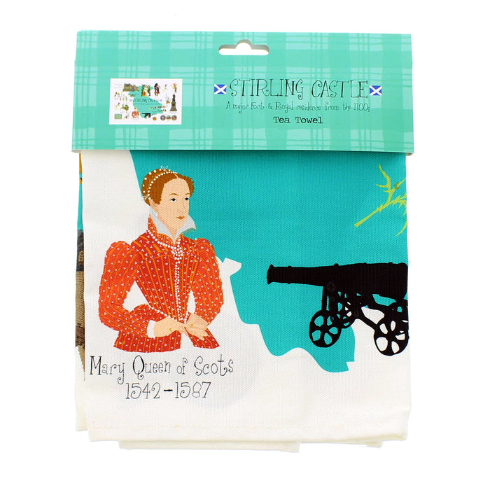 Tea towel with Mary Queen of Scots design and Stirling Castle branding - Image
