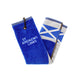 Blue towel with 'St Andrews Links' text and Saltire on a white background - Image
