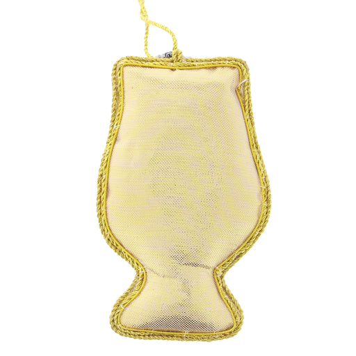 Back of the Slainte decoration showing plush gold fabric.  - Image