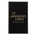 Black box with Gold text reading St Andrews Links - The home of golf - Image