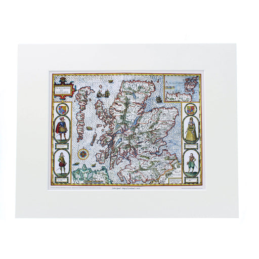 Ancient Map of Scotland mounted on a white background. - Image