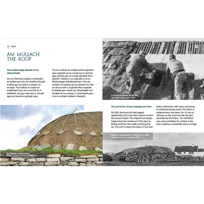 Page from the Arnol Blackhouse guidebook with text in both English & Gaelic - Image