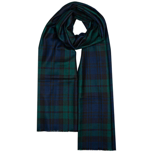 Tartan scarf in green and blue on a white background - Image