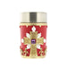 Red tot cup with silver inner with a gold cross design, purple stone and gold trim - Image
