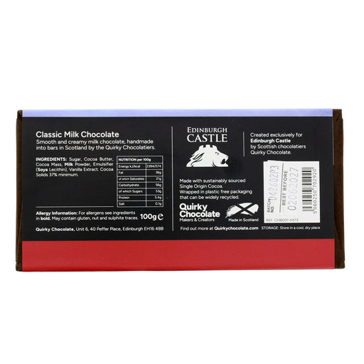 Edinburgh Castle chocolate bar packaging with branding and product details. - Image