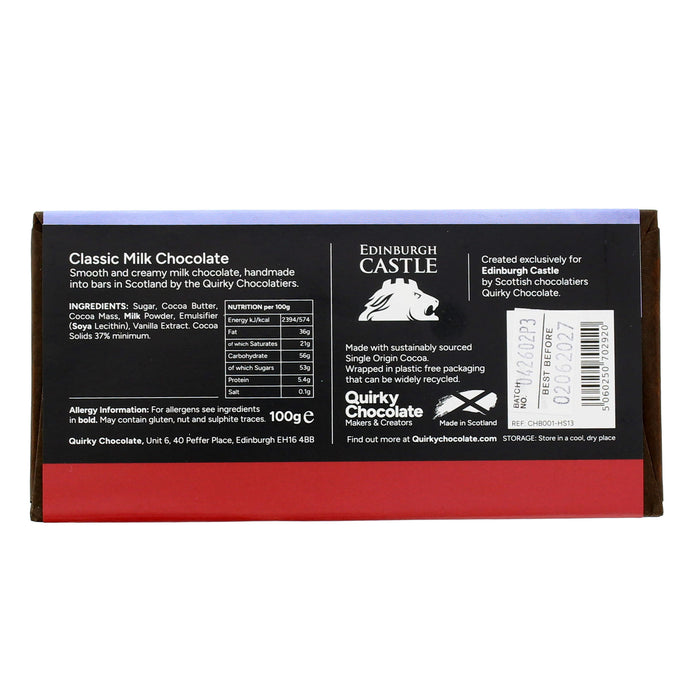 Edinburgh Castle chocolate bar packaging with branding and product details. - Image