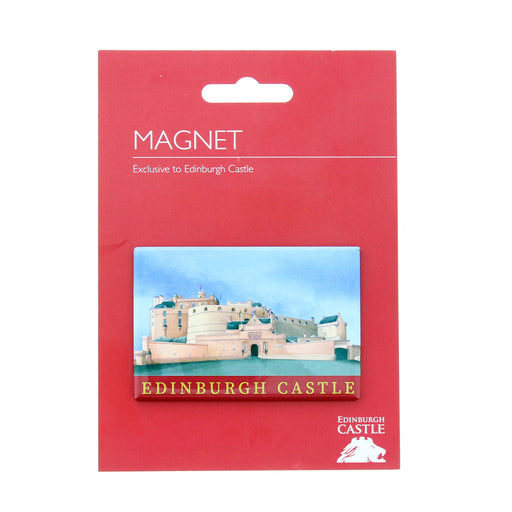 Edinburgh Castle magnet on red card against a white background - Image