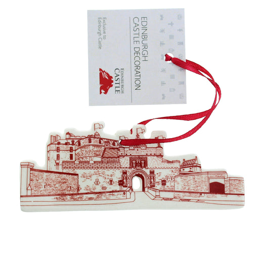 Edinburgh Castle decoration with red outline on a white background - Image
