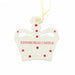 Back of a white ceramic decoration in the shape of a crown that reads Edinburgh Castle.  - Image