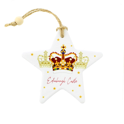 Decorative star ornament with crowns and 'Edinburgh Castle' text on a white background - Image