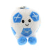 Plush keychain shaped like a football with a happy face on a white background - Image