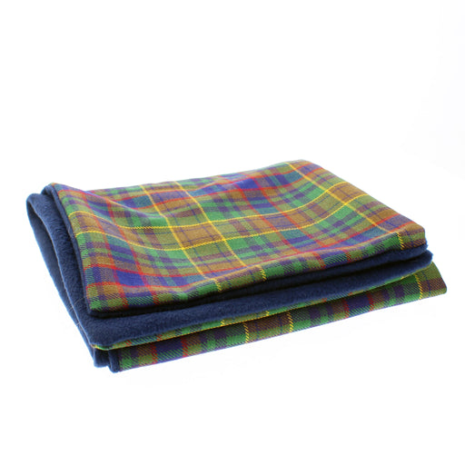 Folded tartan scarf with blue fleece on a white background - Image