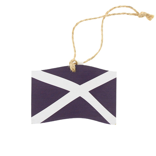 A saltire wooden hanging decoration with natural jute hanging string. - Image