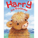 Book cover of 'Harry the Highlander Up the Glen' with a highland cow illustration. - Image