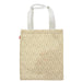 A canvas tote bag with white shoulder straps, featuring an all-over repeating pattern of Scottish Thistles in a muted gold-brown hue on a warm cream background. - Image