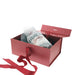 Red gift box with a wrapped bottle of Hirundine Legacy with a red ribbon on a white background - Image