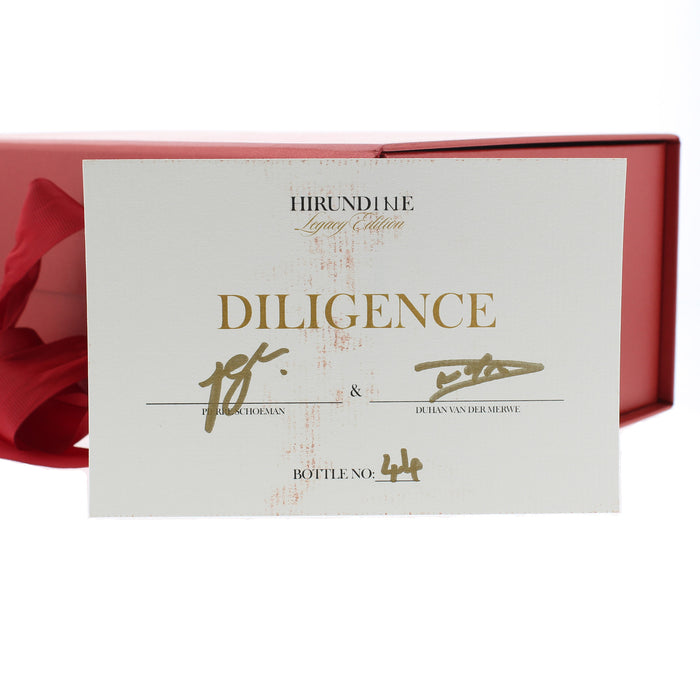Gift box with 'Hirundine' and 'Diligence' branding on a white background - Image