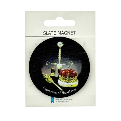 Slate magnet with design of 'Honours of Scotland' on a white background - Image