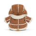 Teddy Bear wearing a brown sheepskin-style hooded jacket shown from the back, featuring cream-colored shearling lining and trim, photographed on a clean white background. - Image