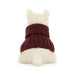 Plush soft toy Scottie Dog wearing a burgundy sweater  - Image