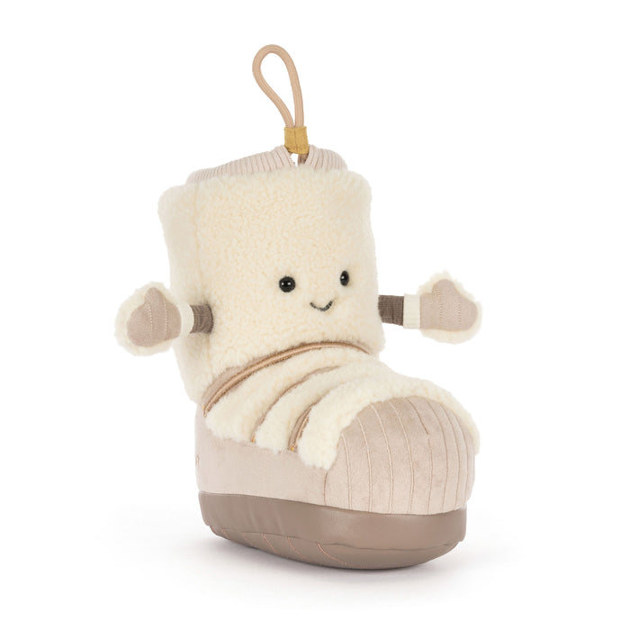 Plush soft toy in the shape of a Snow boot with happy face and gloves  - Image
