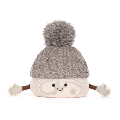 soft toy Pomilly Aran hat with winter gloves and smiley face.  - Image