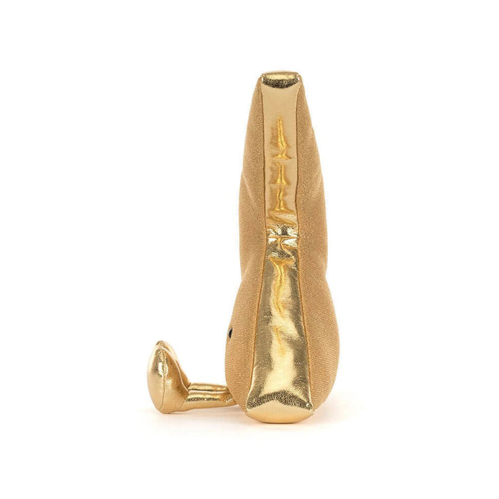 gold lightening bolt plush soft toy from the side.  - Image