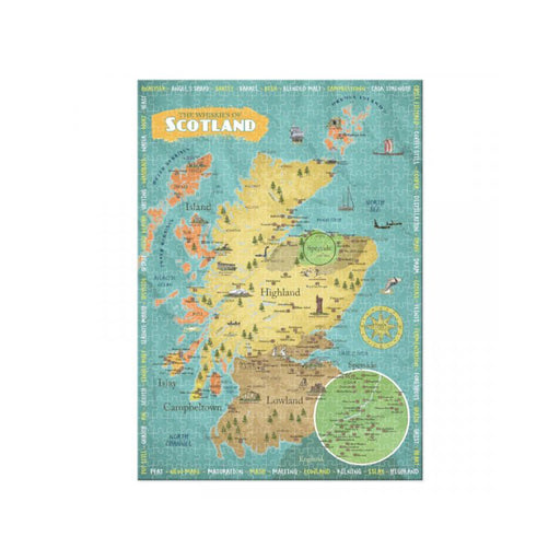 Map of Scotland with different regions highlighted on a blue background - Image