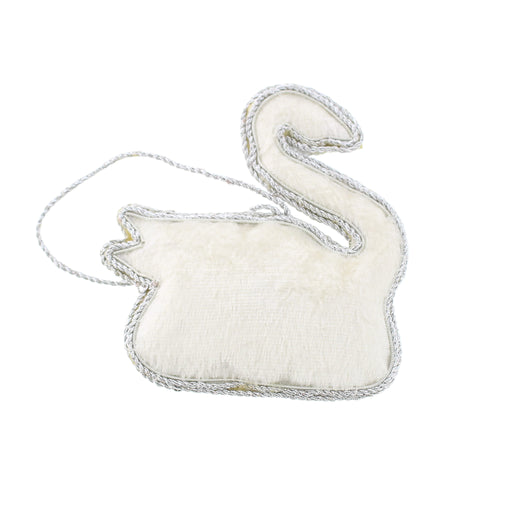 Back of the Swan decoration showing plush velvet white fabric.  - Image