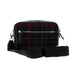 Camera style bag with Edinburgh Castle tartan and webbed strap against a white background.  - Image