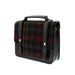 Black bag with Edinburgh castle tartan, handle  on a white background.  - Image